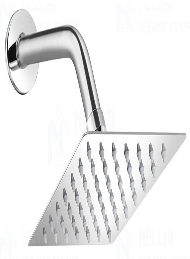 JAGGER JAG369 Rain Shower Head [ 4" Inch ] with Shower Arm [ 9" Inch ], Lauxury Bathroom Celing Shower, With Teflon Tape And Wall Flange (STAINLESS STEEL SQUARE [ ULTRA SLIM ]) - Image 1